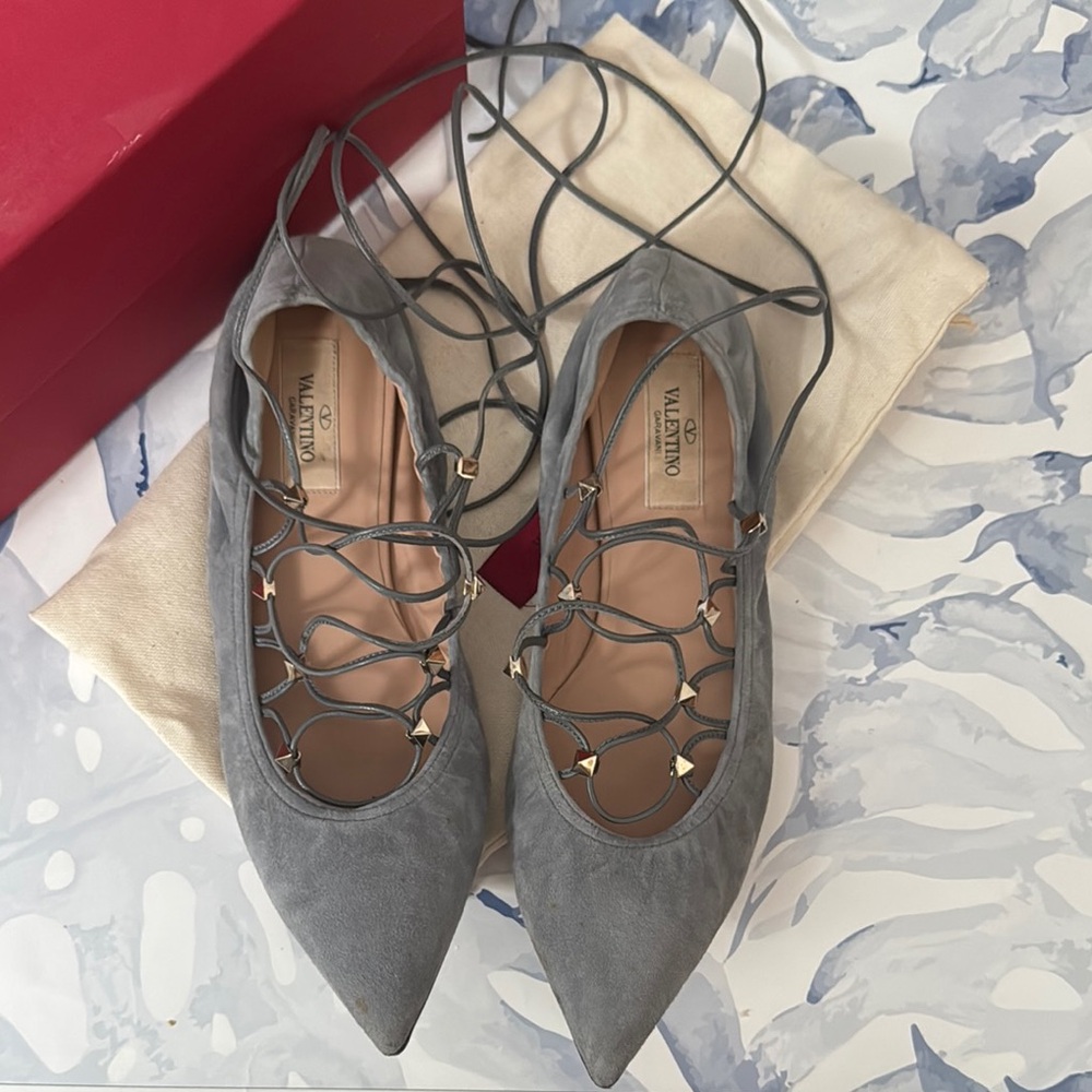Valentino Gray Lace-Up Women's Shoes